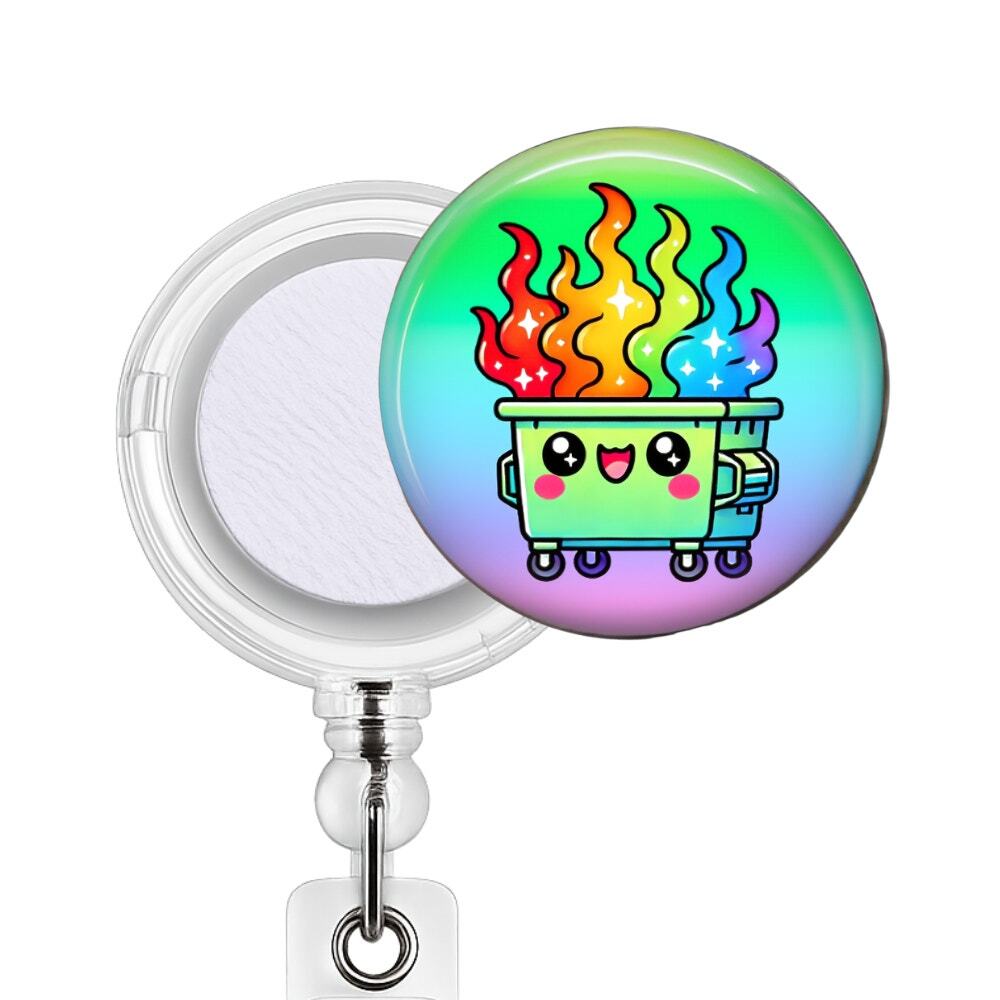 Funny Dumpster Fire Interchangeable Badge Reel & Topper Coworker Gift